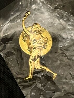 Gold-tone Olympic Torch Runner Lapel Pin for Women